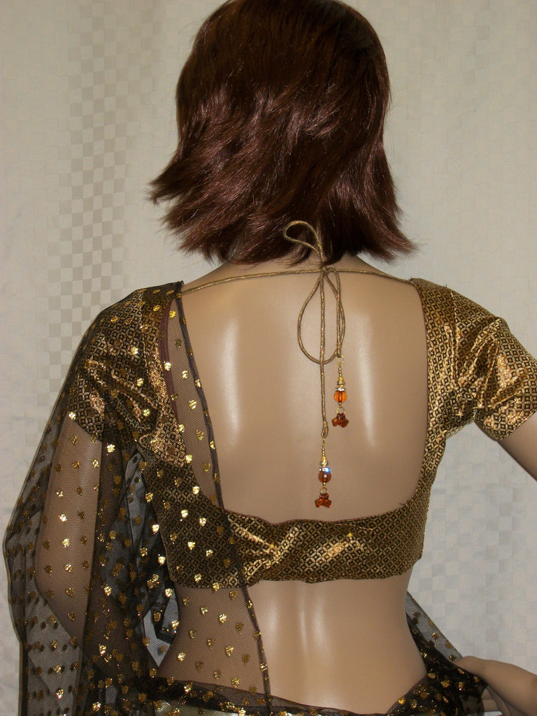 Readymade Saree Blouse,Designer Sari Blouse,Golden Banarasi Choli, Indian  Blouse | eBay