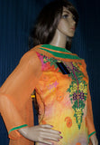 Suit 3493 Orange Georgette Party Wear Pakistani Suit Kameez Pajama Dupatta Shieno