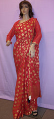 Saree 3495 Red Gold Georgette Designer Party Wear Sari Shieno Sarees