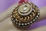 Finger Rings 3587 Gold Green Rings Shieno Sarees