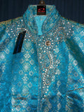 Boy’s 3629 Turquoise Sherwani Kurta Pajama Dupatta Shieno Sarees