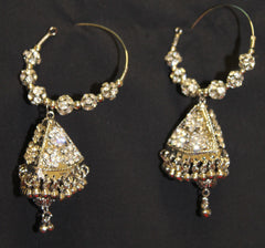 Earrings 3702 Silver Bali Pyramid Jhumki Indian Earrings Shieno Sarees