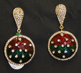 Earrings 3708 Golden Red Green Meenakari Indian Earrings Shieno Sarees