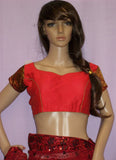 Choli 3878 Red Silk Choli Saree Blouse Medium Large Shieno Sarees