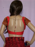 Choli 3878 Red Silk Choli Saree Blouse Medium Large Shieno Sarees