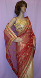 Saree 4003 Maroon Net Golden Silk Half & Half Sari Choli Shieno Sarees