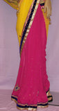 Saree 4005 Yellow Pink Chiffon Half & Half Party Wear Sari Shieno Sarees