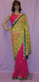 Saree 4006 Mustard Pink Georgette Indian Bollywood Party Wear Sari Shieno Sarees