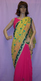 Saree 4006 Mustard Pink Georgette Indian Bollywood Party Wear Sari Shieno Sarees