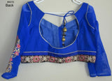 Choli 4015 Blue Georgette 3/4 Sleeves M Medium Size Designer Choli Saree Blouse
