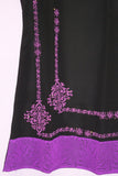 Blouse 4057 Black Georgette Purple Medium Size Kurti Tunic Shirt