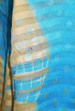 Scarf 412 Block Print Turquoise Georgette Dupatta Chunni Shawl Wrap Shieno Sarees