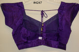 Choli 4247 Purple Blue Slub Medium 38 Size Designer Choli Saree Blouse