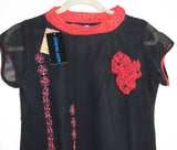 Blouse 4253 Georgette Black Red Tunic Shirt Kurti Medium Size