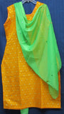 Salwar Kameez Dupatta 4277 L Size Saffron Gold Jamawar Party Wear Shieno Sarees