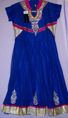 Girl’s 4343 Blue Silver Detail Anarkali Churidar Shieno Sarees