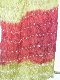 Scarf 439 Green Burgandi Silk Finish Tie Dye Dupatta Chunni Shieno Sarees