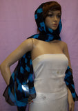 Scarf 444 Blue Firozi Georgette Tie Dye Dupatta Chunni Shieno