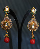 Necklace 4485 Zircon Red Green Stones Indian Set Shieno Sarees