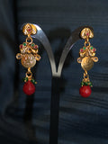 Necklace 4494 Golden Zircons Red Green Indian Necklace Set Shieno Sarees