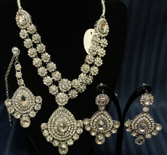 Necklace 4521 Silver Set Polki Indian Designer Shieno Sarees