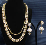 Necklace 4526 Golden Crystal Polki Necklace Set Shieno Sarees