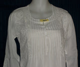 Blouse 456 White Cotton Embroidered Tunic Top Kurti Small S Size