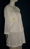 Blouse 456 White Cotton Embroidered Tunic Top Kurti Small S Size