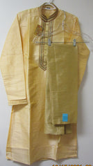 Men's 4581149 Yellow Dobby Kurta Pajama Set Small 36 Size