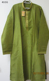 Men's 4581151 Green Dobby Kurta Pajama Set Large 42 Size