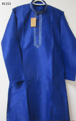 Men's 4581152 Blue Tussur Kurta Pajama Set Size Small 36
