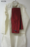 Men's 4581154 Ivory Tussur Kurta Pajama Set Size Medium 38