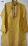 Men's 4581155 Yellow Dobby Kurta Pajama Set Size Medium 38