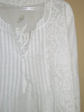 Blouse 461 White Cotton Embroidered Tunic Top Shirt Blouse Medium M Size