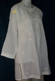 Blouse 461 White Cotton Embroidered Tunic Top Shirt Blouse Medium M Size