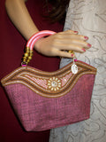 Hand Bag Clutch Pink 4622 Indian Designer Shieno Sarees