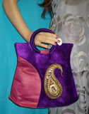 Hand Bag 4628 Clutch Purple Hand Bag Indian Designer Shieno Sarees