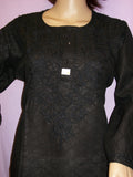 Blouse 465 Black Cotton Embroidered Tunic Top Kurti Medium M Size