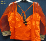 Choli 4732 Orange Net/Satin Medium Size Choli Saree Blouse