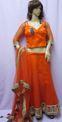 Lehenga 4732 Orange Net Indian Wedding Lehenga Chaniya Choli Shieno Sarees