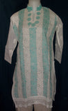 Blouse 473 White Cotton Embroidered Tunic Top Kurti Shieno