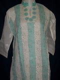 Blouse 473 White Cotton Embroidered Tunic Top Kurti Shieno