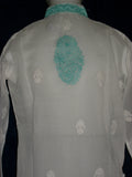 Blouse 473 White Cotton Embroidered Tunic Top Kurti Shieno