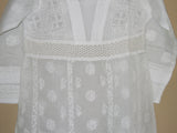 Blouse 475 White Cotton Embroidered Tunic Top Kurti Medium M Size