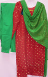 Suit 4762 Red Georgette Kameez Small Green Churidar Suit Shieno