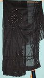 Scarf 4771 Black Net Embroidered Dupatta Chunni Wrap Shawl Shieno Sarees Dublin