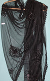 Scarf 4771 Black Net Embroidered Dupatta Chunni Wrap Shawl Shieno Sarees Dublin