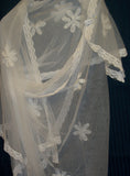 Scarf 4773 White Net Embroidered Dupatta Chunni Wrap Shawl Shieno Sarees