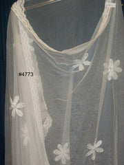 Scarf 4773 White Net Embroidered Dupatta Chunni Wrap Shawl Shieno Sarees