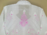 Blouse 479 White Cotton Embroidered Tunic Top Kurti Medium M Size